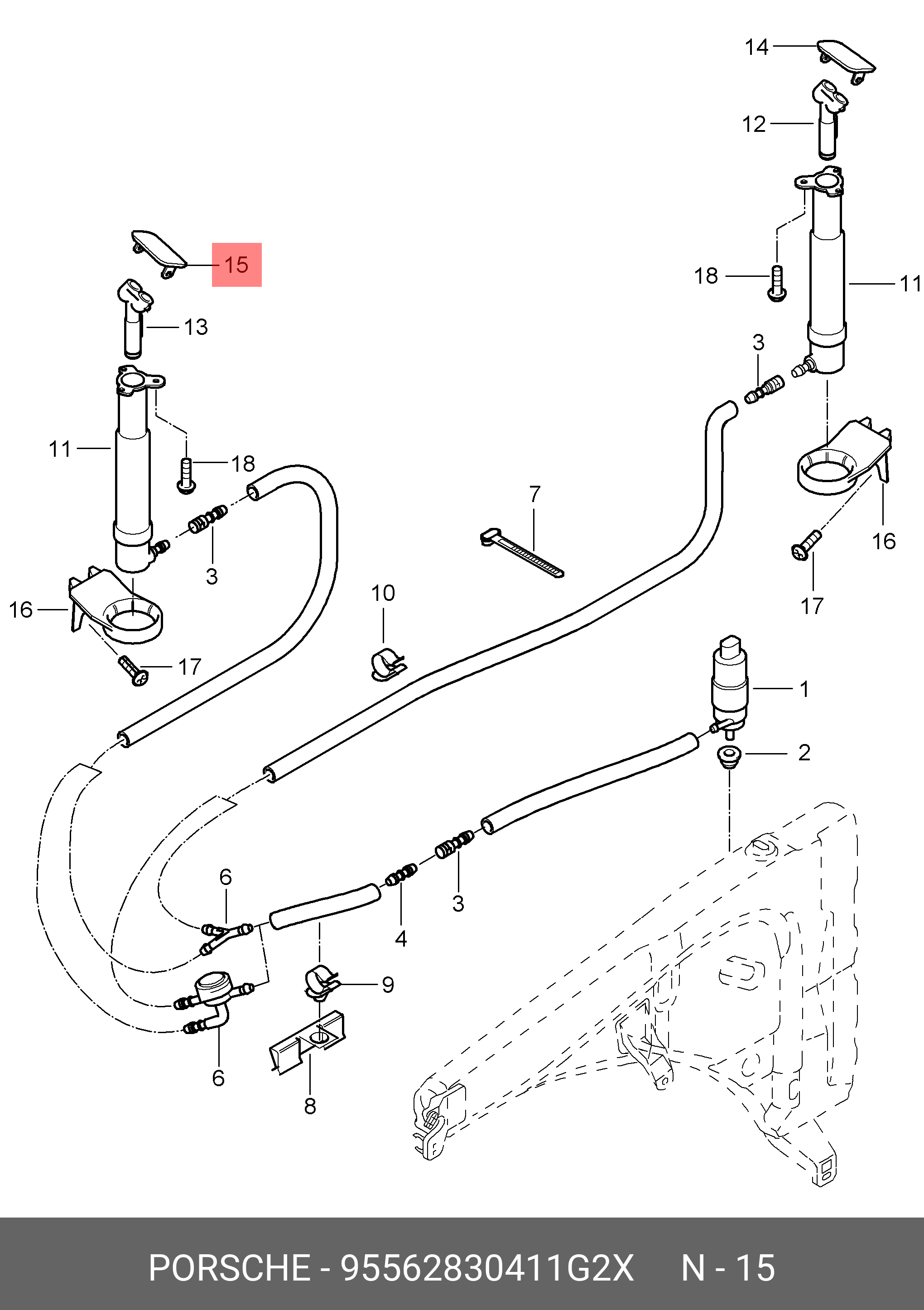95562830411G2X PORSCHE КРЫШКА ФОРСУНКИ СТЕКЛООМЫВАТЕЛЯ ГРУНТ.