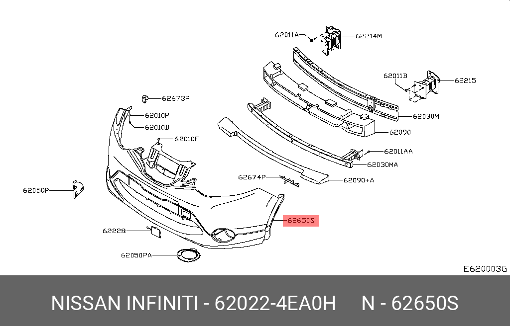 620224EA0H NISSAN БАМПЕР ПЕРЕДНИЙ