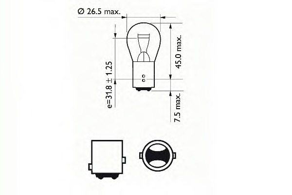 202068 SCT Лампа накаливания P21/5W BAY15d 12V 5W 1 шт