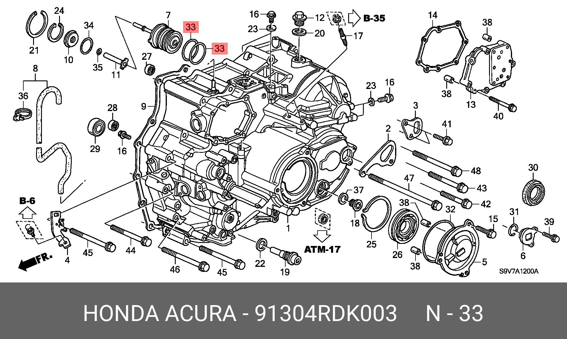 91304RDK003 HONDA УПЛОТНИТЕЛЬНОЕ КОЛЬЦО, 43 5X2 2  NOK