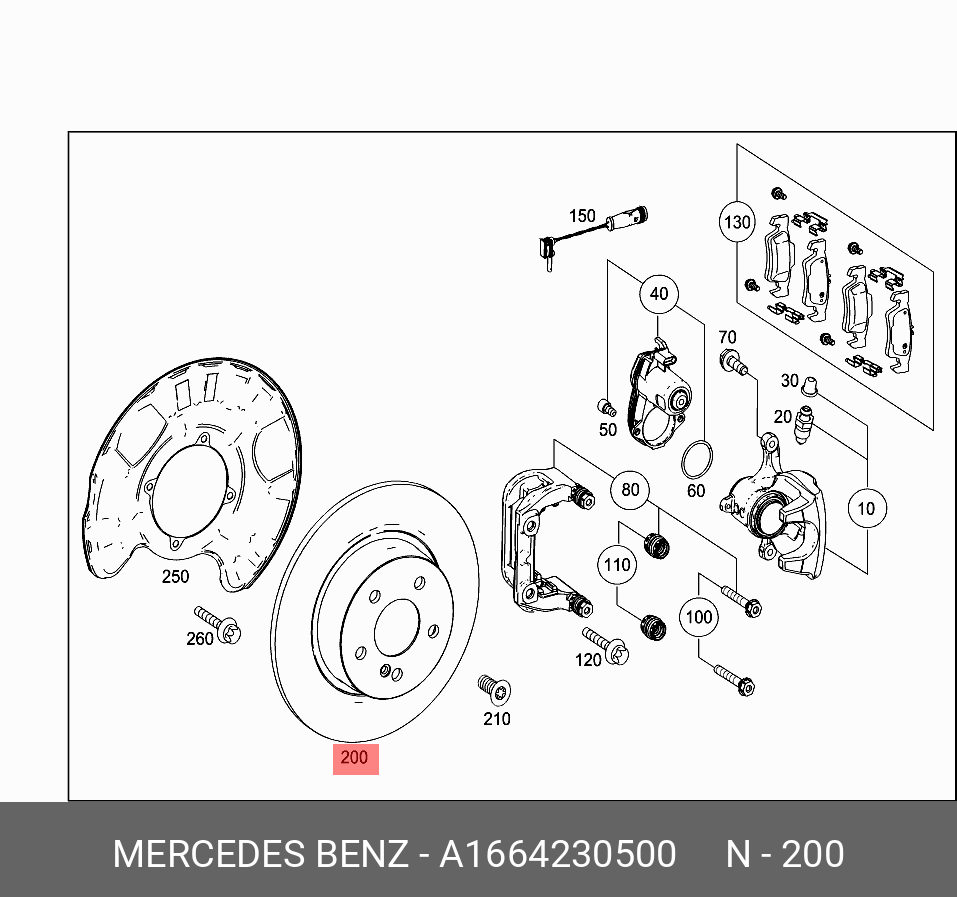 A1664230500 MERCEDES-BENZ Диск тормозной задний MB ML III/GLE (W166)/(C292)