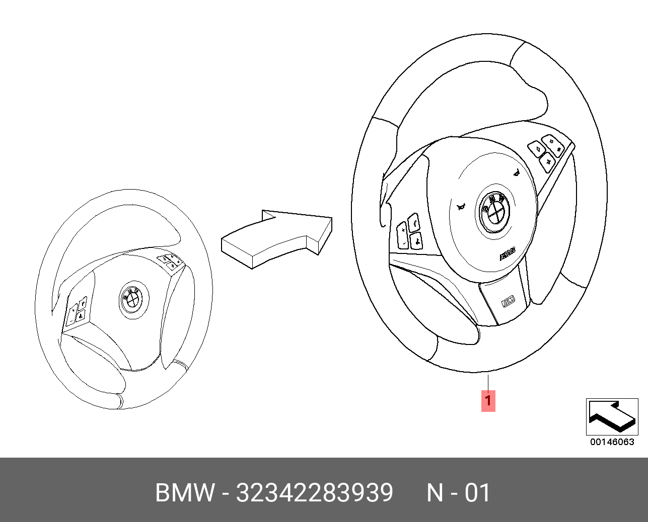 32342283939 BMW Спорт рул колесо в M стиле с НПБ,кожа