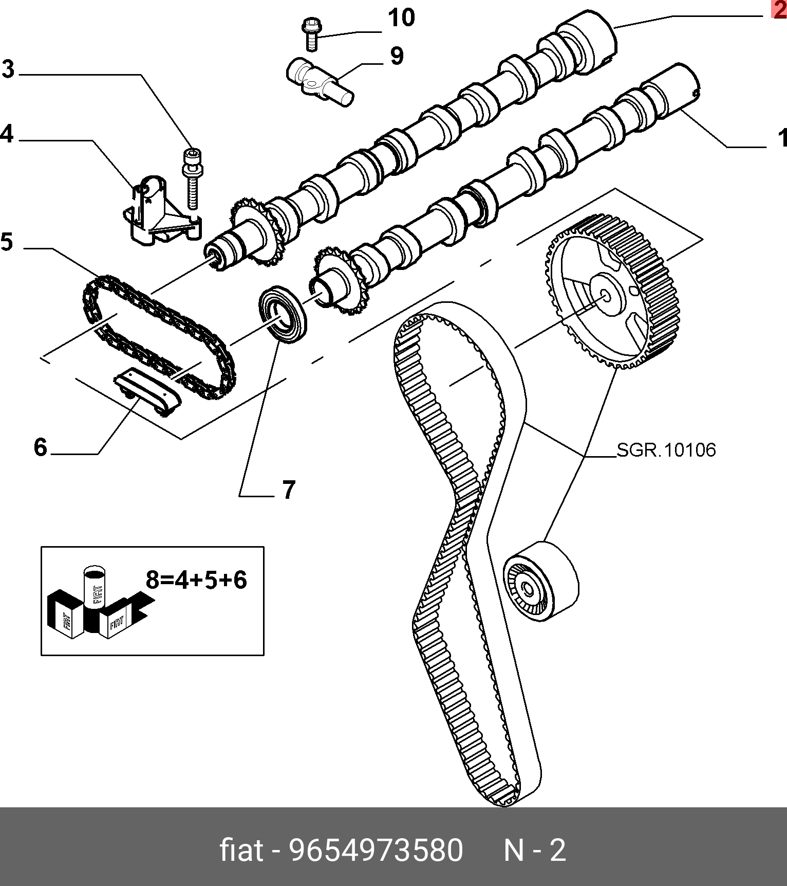 9654973580 FIAT/ALFA/LANCIA Распредвал выпускной