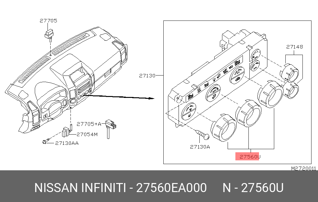 27560EA000 NISSAN ПЕРЕКЧАТЕЛЬ БЛОКА УП