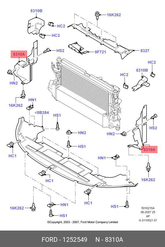 1252549 FORD Дефлектор радиатора / FORD C-Max,Focus-II Diessel 03~