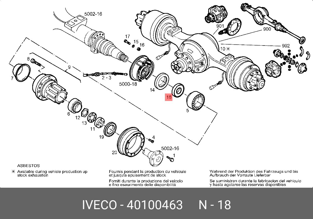 40100463 IVECO Уплотняющее кольцо, ступица колеса
