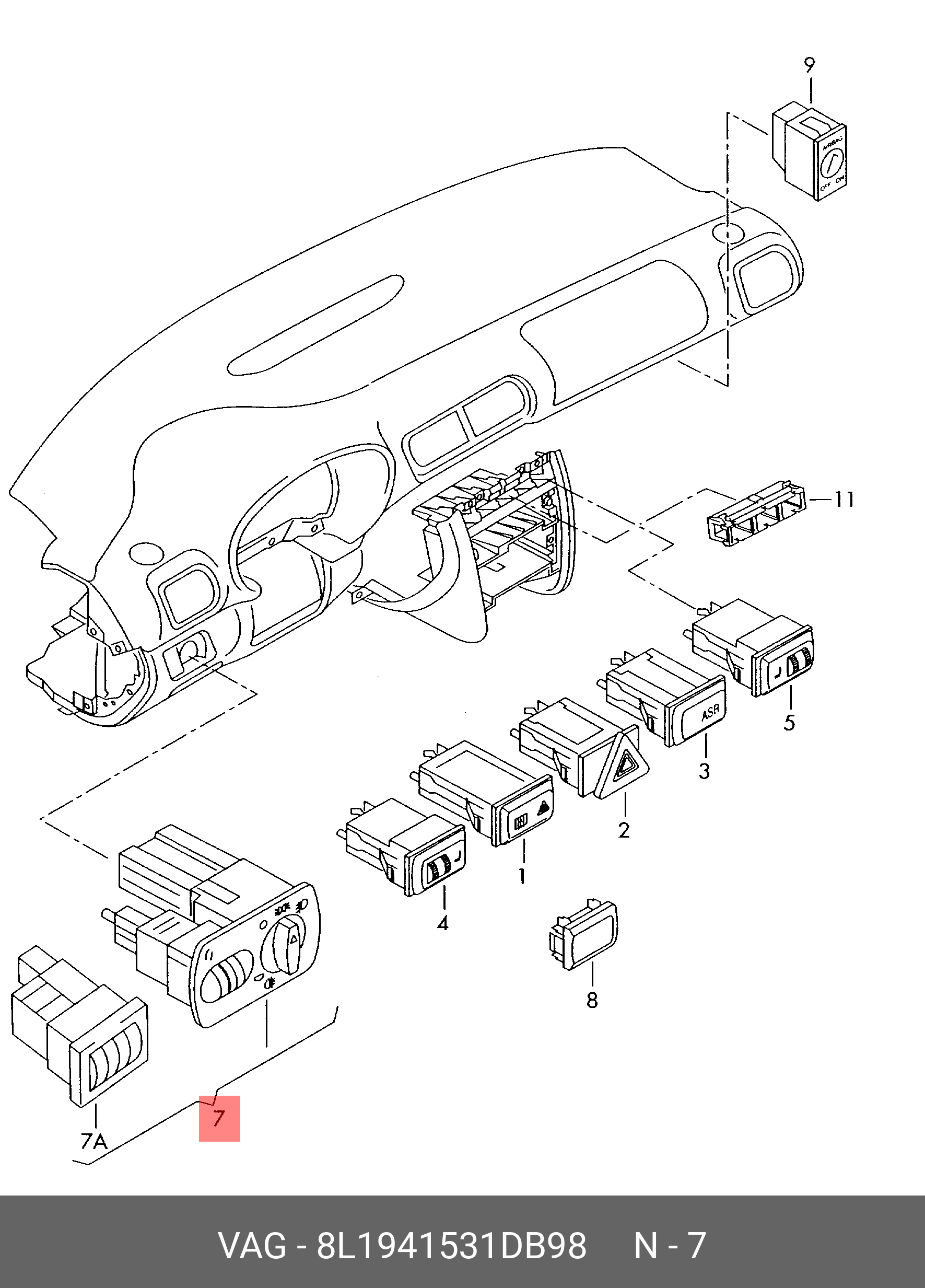 8L1941531DB98 VAG Переключатель многоп
