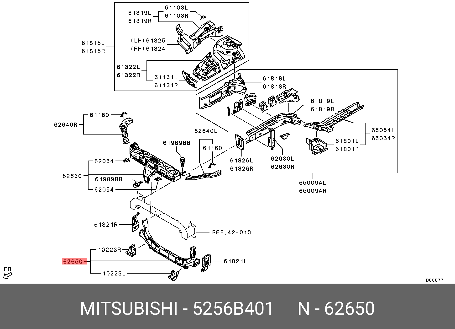 5256B401 MITSUBISHI Панель кронштейна фары нижняя