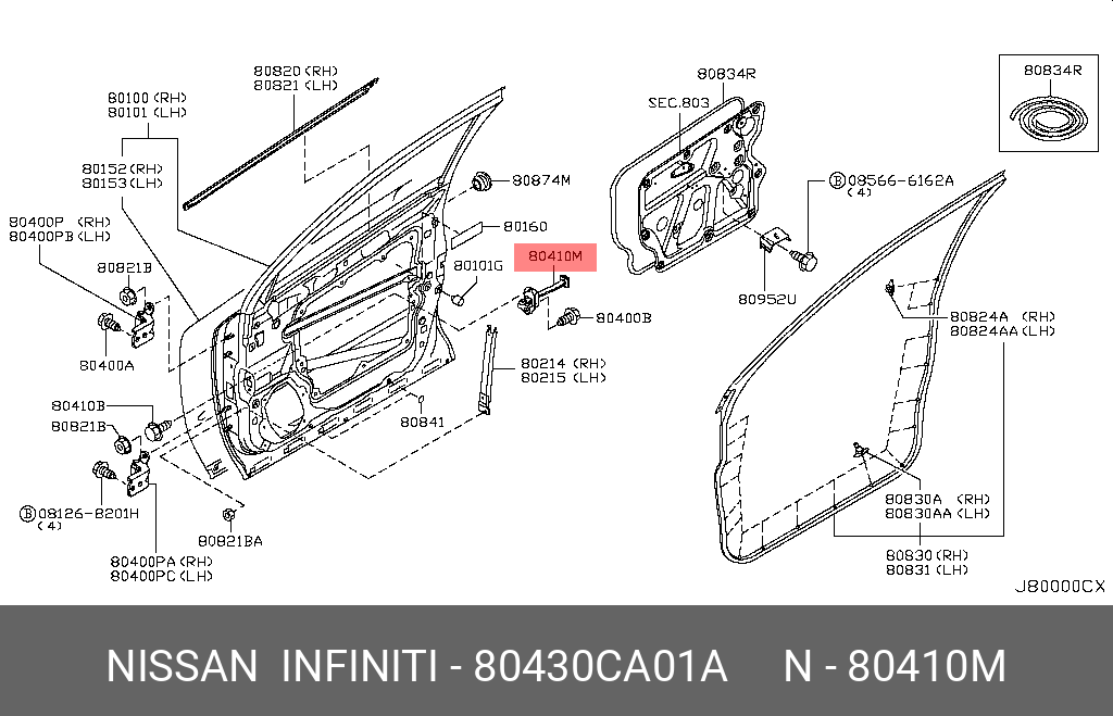 80430CA01A NISSAN ОГРАНИЧИТЕЛЬ ДВЕРИ
