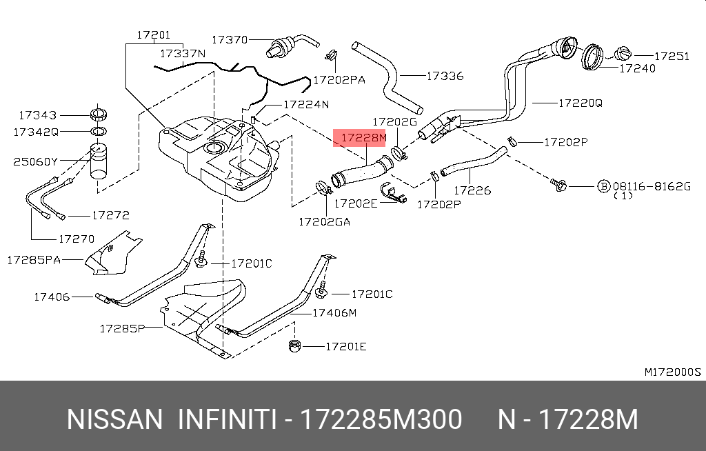 172285M300 NISSAN HOSE-FILLER