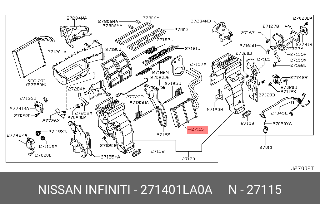 271401LA0A NISSAN РАДИАТОР ПЕЧКИ