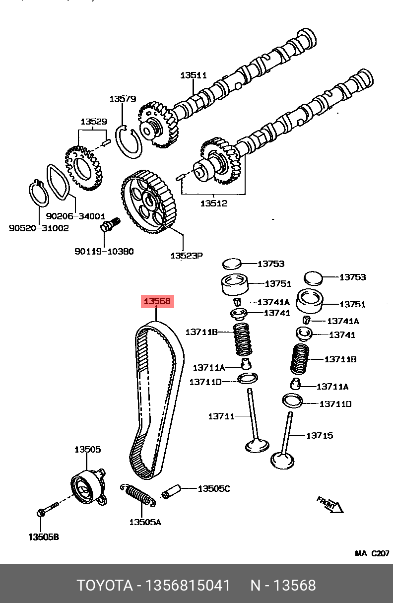 1356815041 TOYOTA РЕМЕНЬ ПРИВОДНОЙ ЗУБЧАТЫЙ
