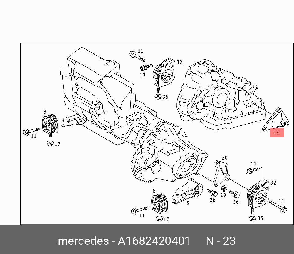 A1682420401 MERCEDES-BENZ ПОДУШКА ДВИГАТЕЛЯ ЗАДНЯЯ