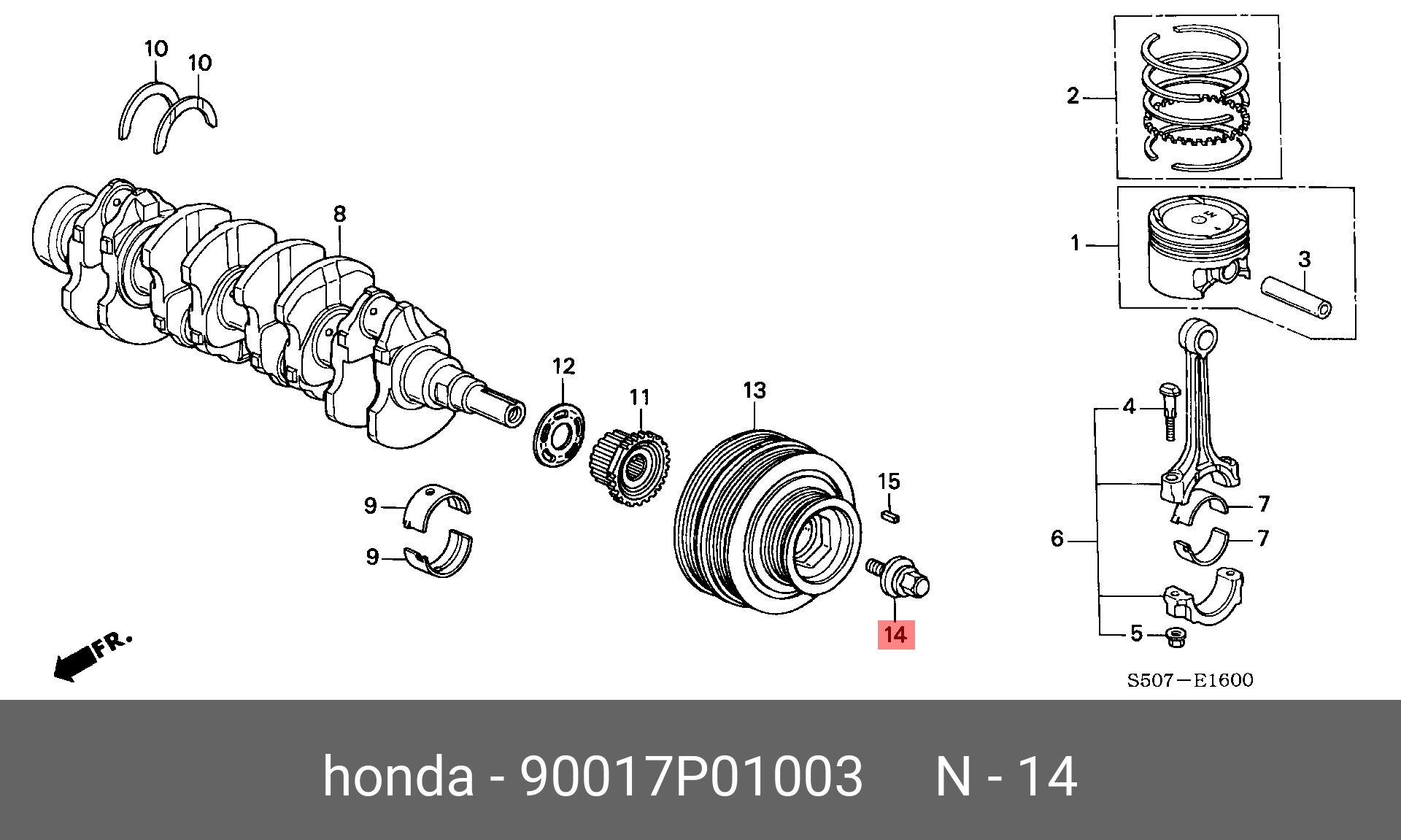 90017P01003 HONDA БОЛТ КОЛЕНВАЛА