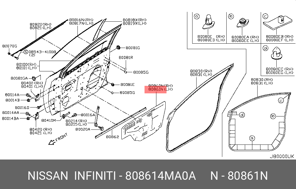 808614MA0A NISSAN SCREEN-SEALING,FRONT DOOR LH