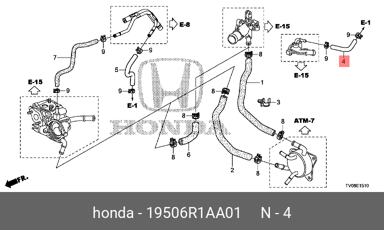 19506R1AA01 HONDA Шланг, корпус дроссельной заслонки вх.