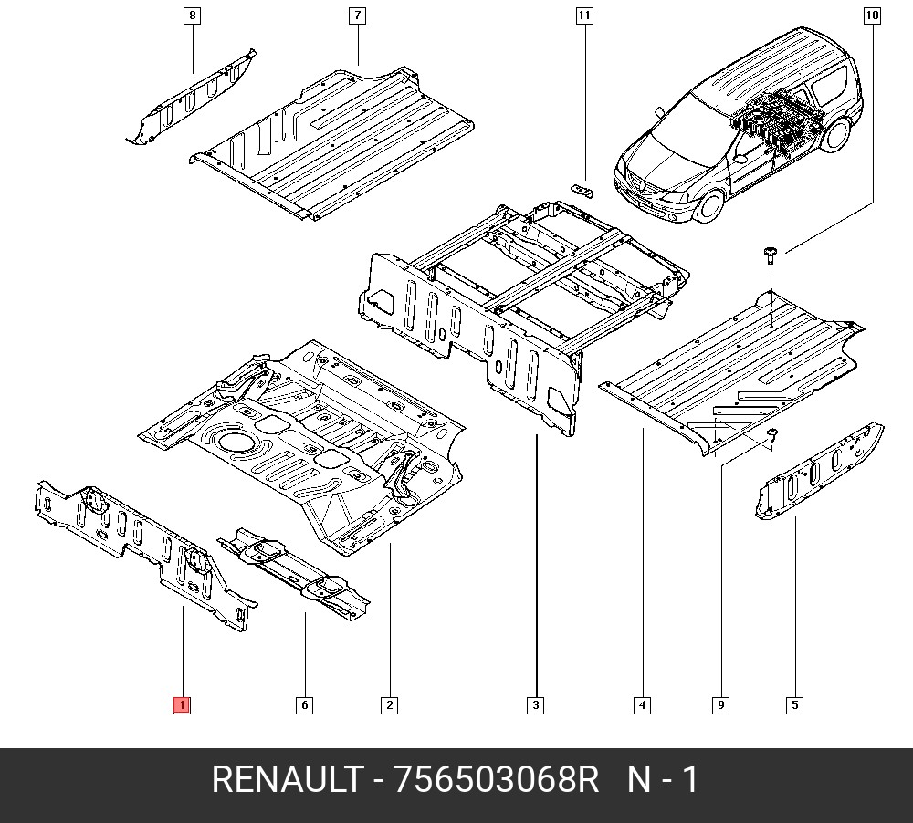 756503068R RENAULT PARCLOSE PLANCHER AR ASS
