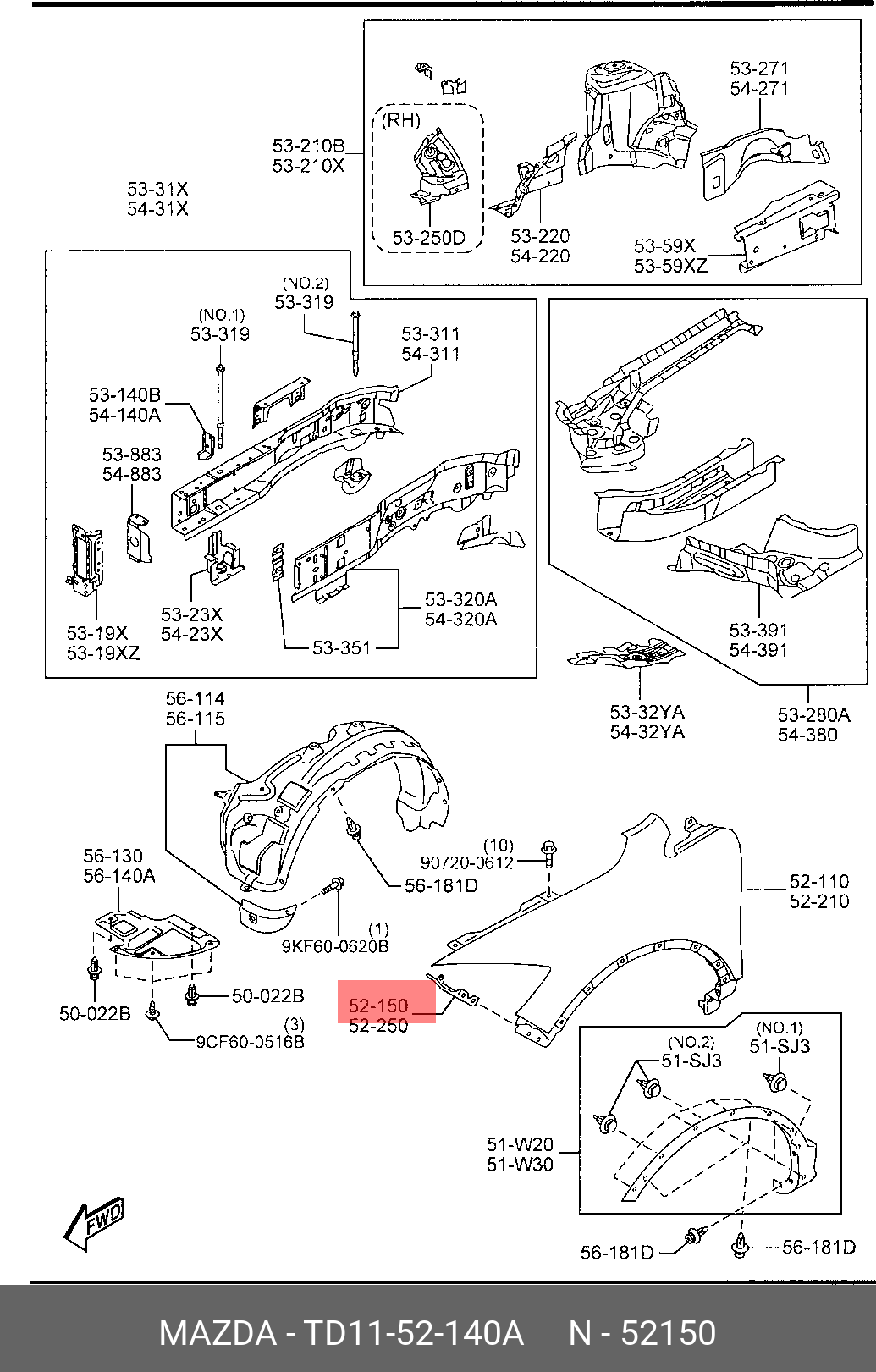 TD1152140A MAZDA КРОНШТЕЙН КУЗОВНОЙ