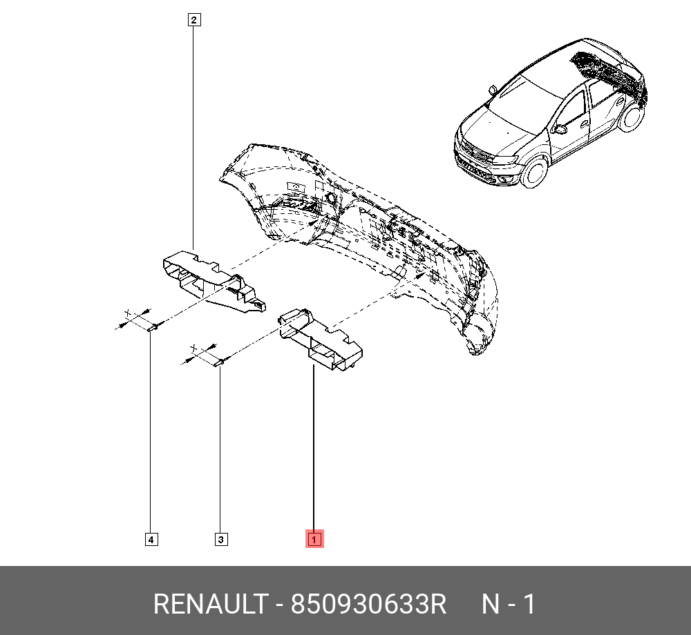 850930633R RENAULT АБСОРБЕР БАМПЕРА ЗАД ПРАВ (ПЛАС) купить в  интернет-магазине AvtoTO