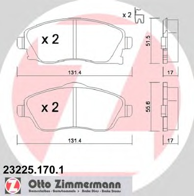 232251701 ZIMMERMANN Комплект тормозных колодок, дисковый тормоз