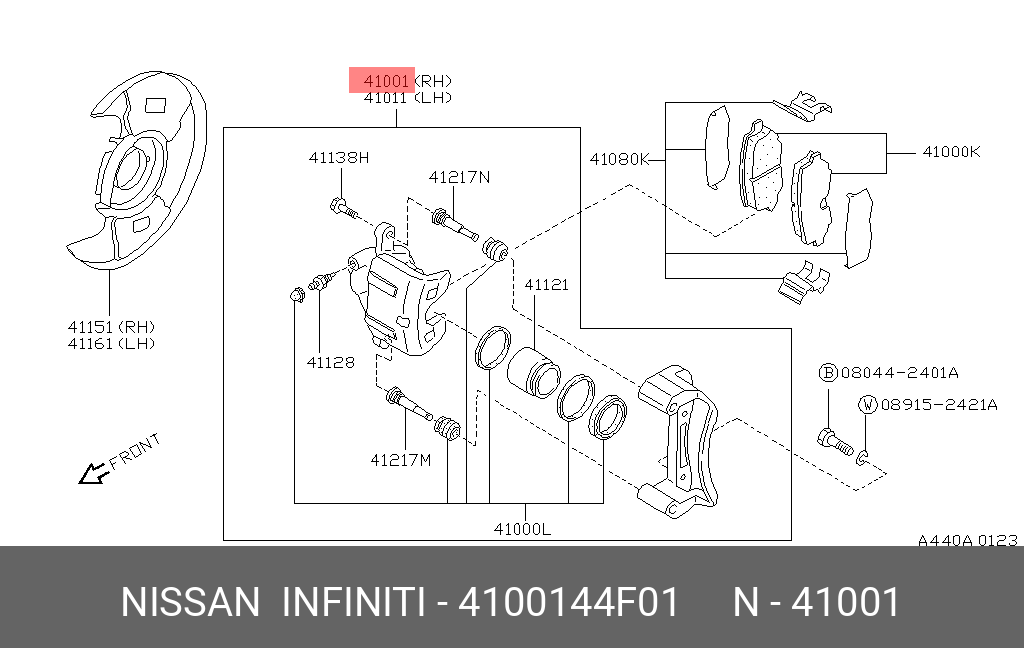 4100144F01 NISSAN Тормозной суппорт
