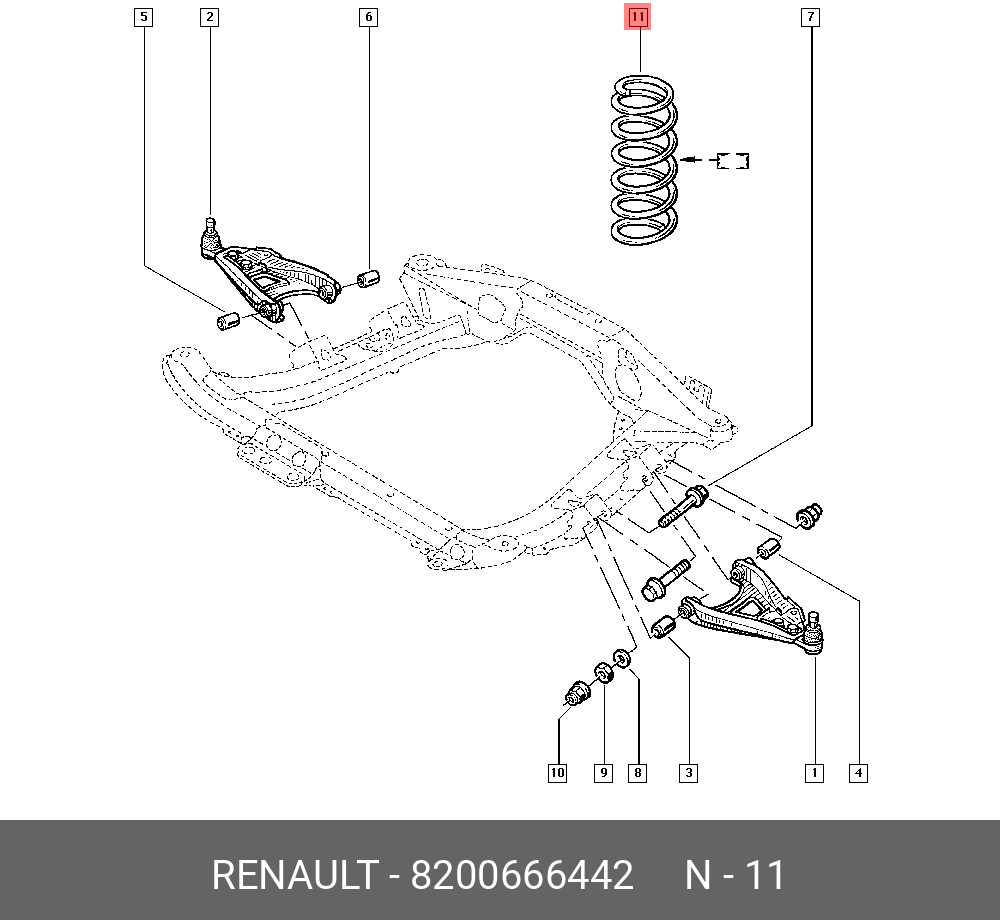 8200666442 RENAULT Пружина пер подвески (мет)
