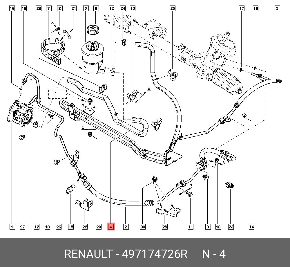 497174726R RENAULT Трубка ГУР (рез б/фит)
