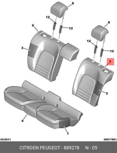 889278 PEUGEOT-CITROEN ОБИВКА СПИНКИ 1/3