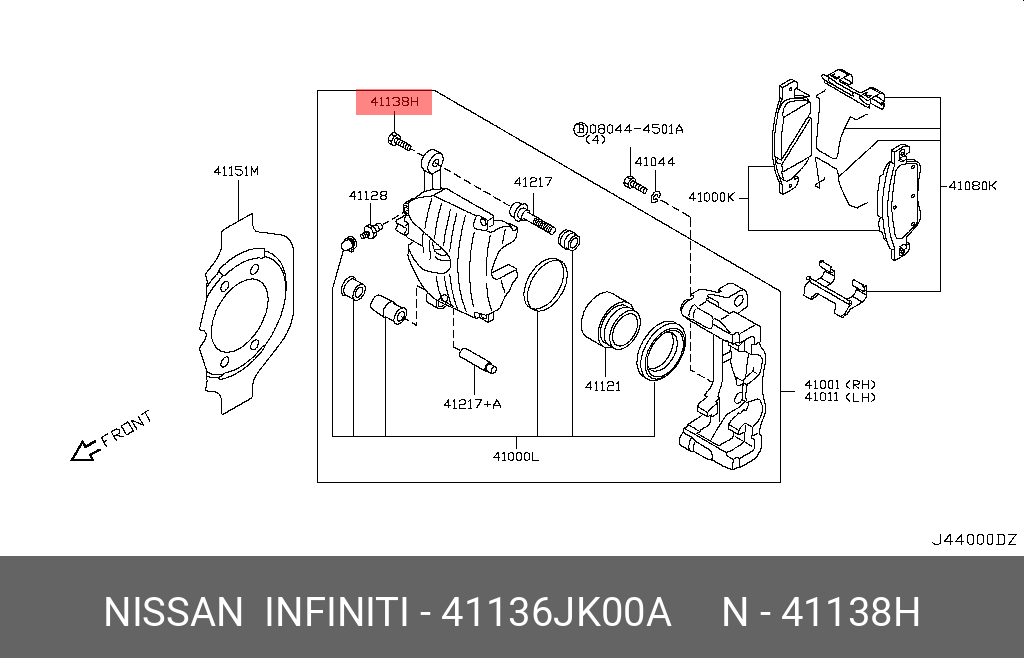 41136JK00A NISSAN НАПРАВЛЯЮЩАЯ СУППОРТА