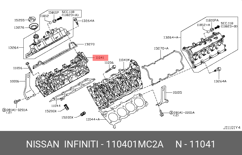 110401MC2A NISSAN ГОЛОВКА БЛОКА ЦИЛИНДРОВ
