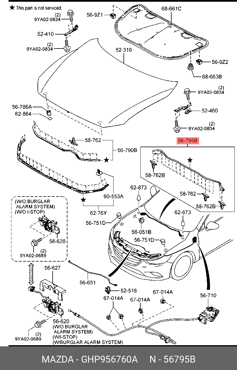 GHP956760A MAZDA УПЛОТНИТЕЛЬ КАПОТА