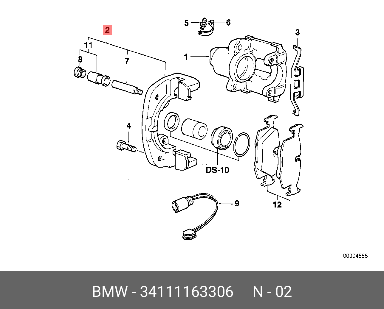 34111163306 BMW Направляющая колодок П