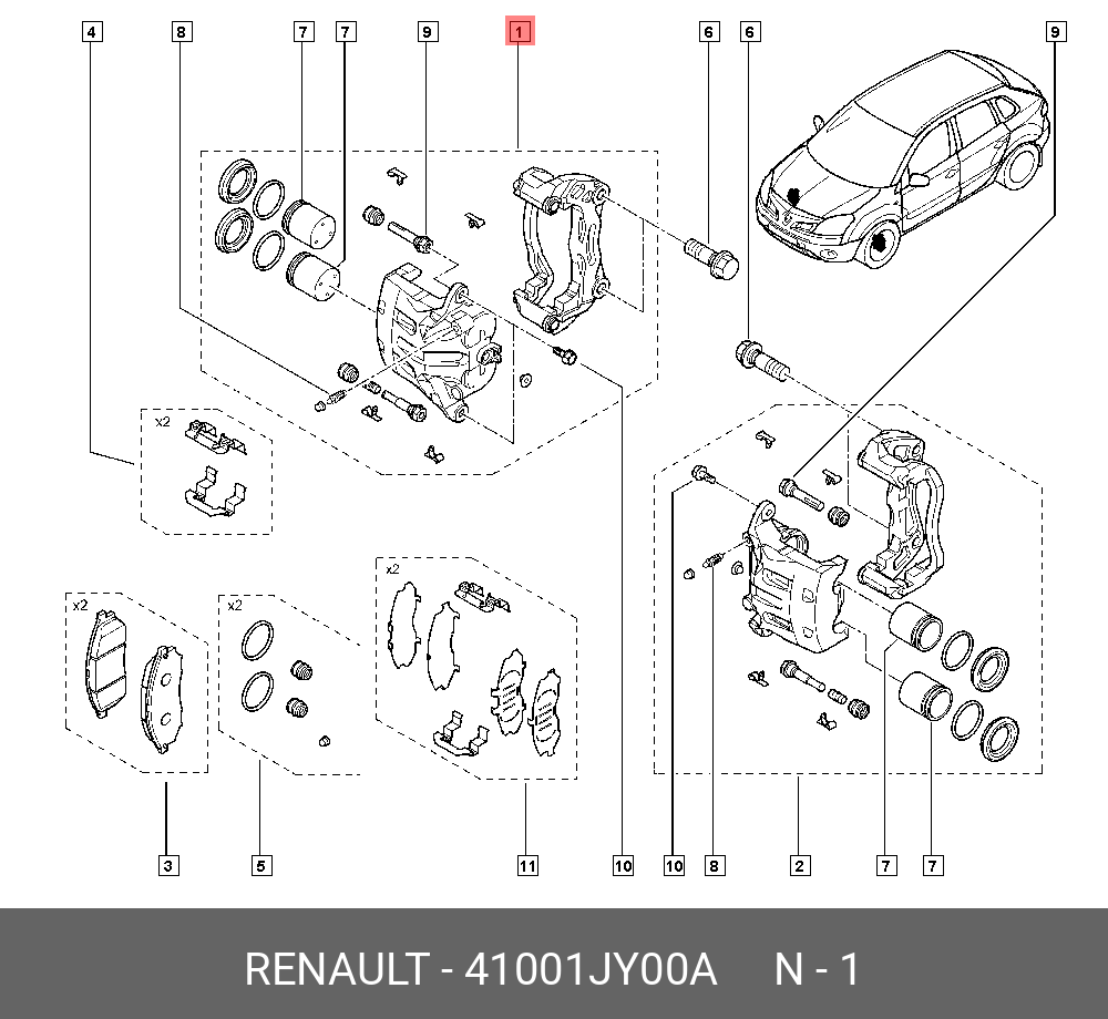 41001JY00A RENAULT СУППОРТ ДИСКОВОГО ТОРМОЗА купить в интернет-магазине  AvtoTO