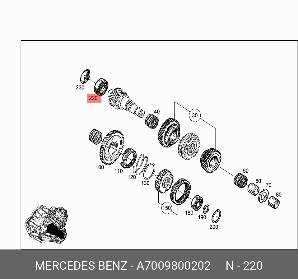 A7009800202 MERCEDES-BENZ ПОДШИПНИК РОЛИКОВЫЙ КОНИЧЕСКИЙ КПП
