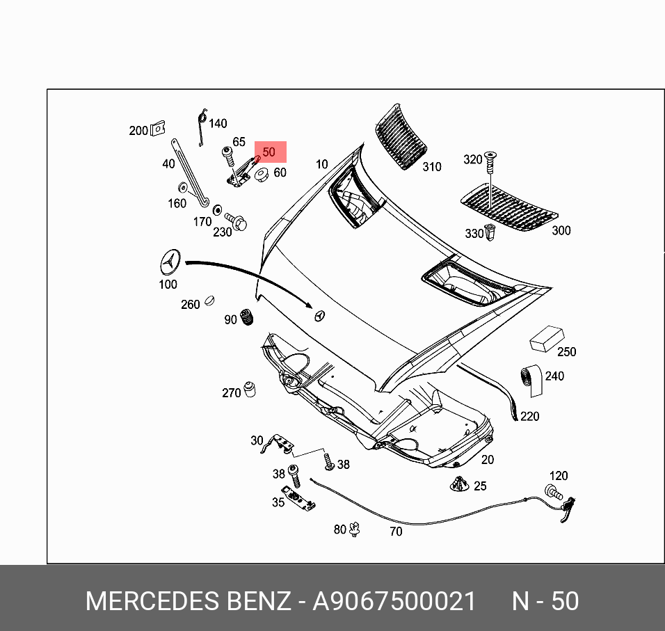 A9067500021 MERCEDES-BENZ ПЕТЛЯ КАПОТА
