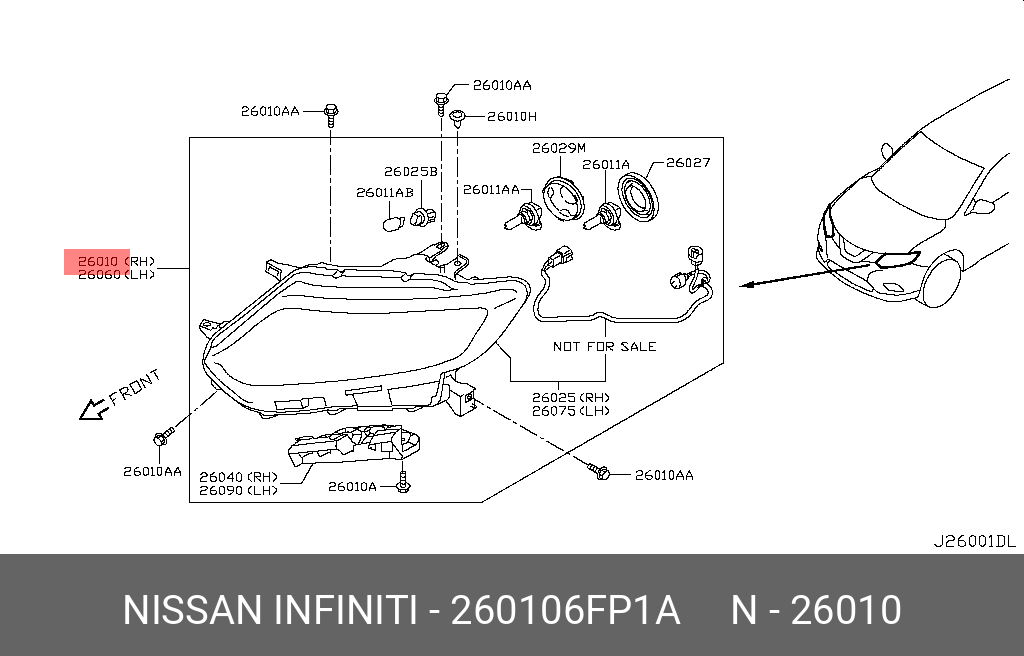 260106FP1A NISSAN ФАРА ГОЛОВНОГО СВЕТА (ПЛАСТИК)