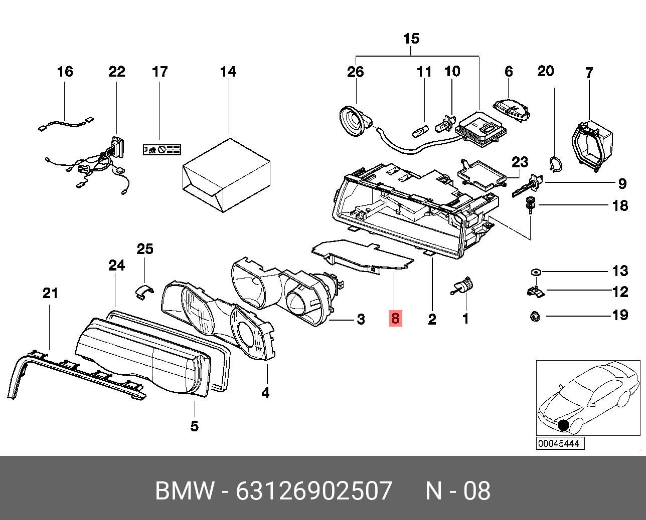 63126902507 BMW Кронштейн фары Л