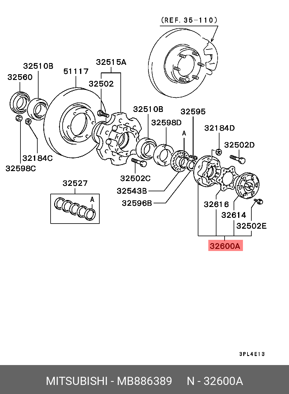 MB886389 MITSUBISHI HUB ASSY,FREEWHEEL