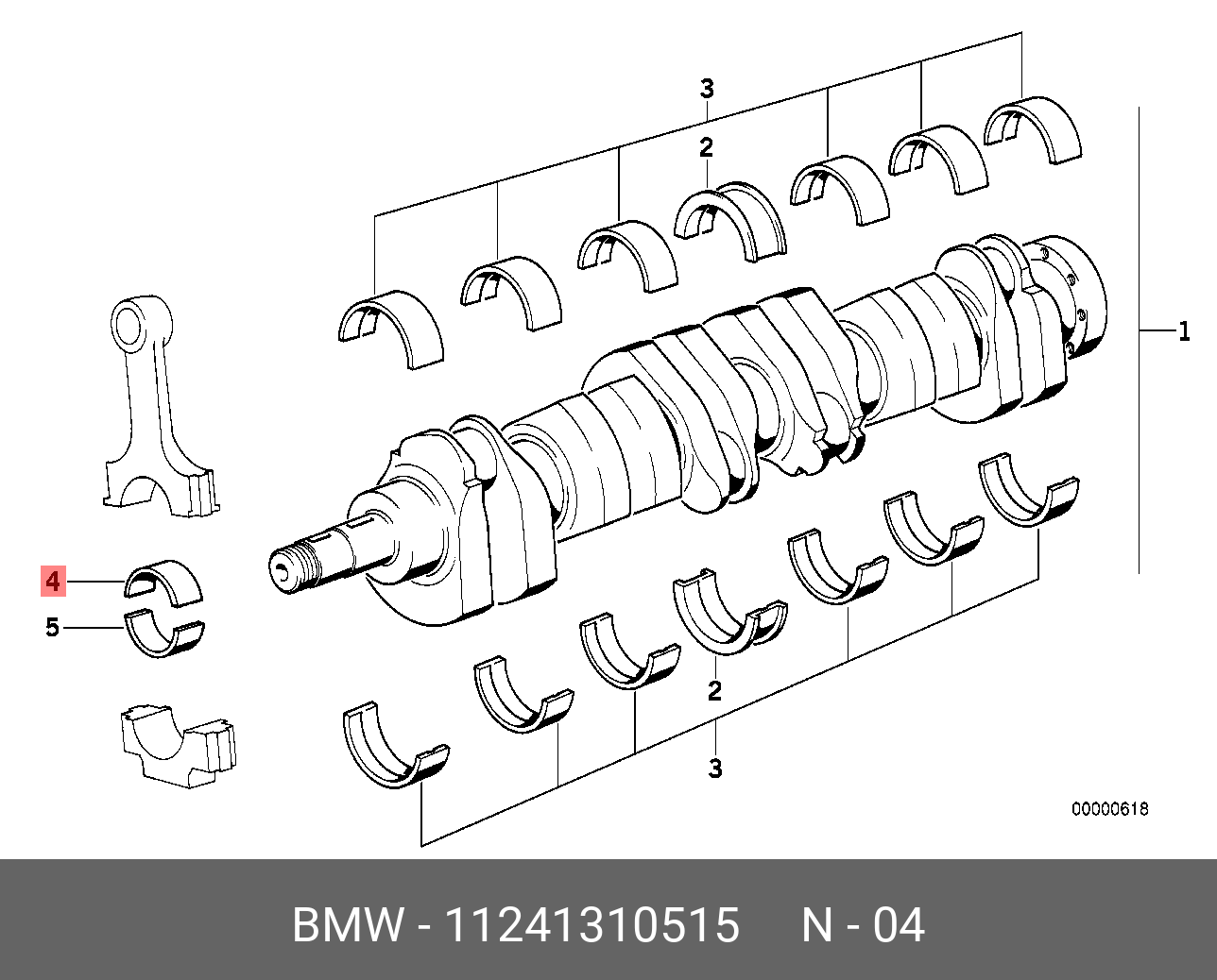 11241310515 BMW Вкладыш подшипника Gelb
