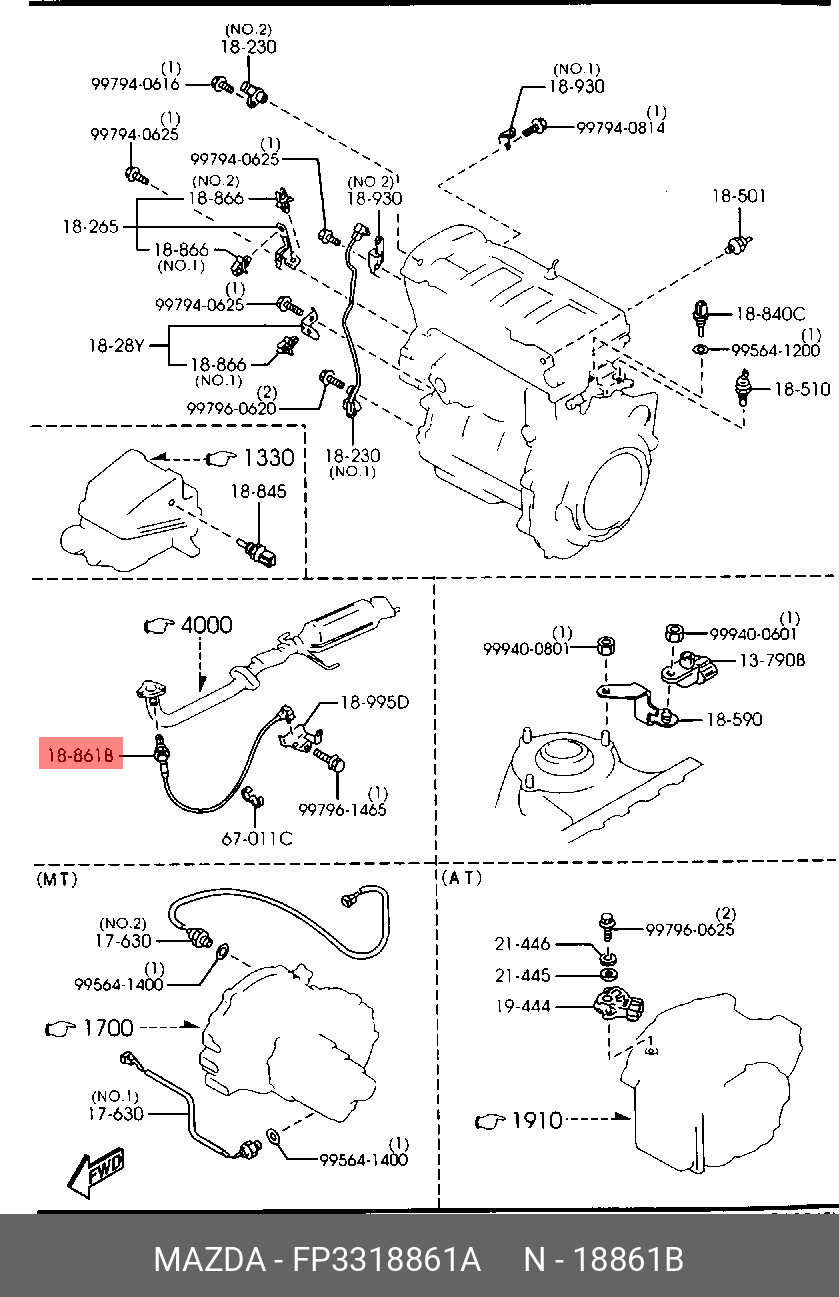FP3318861A MAZDA Лямбда-зонд