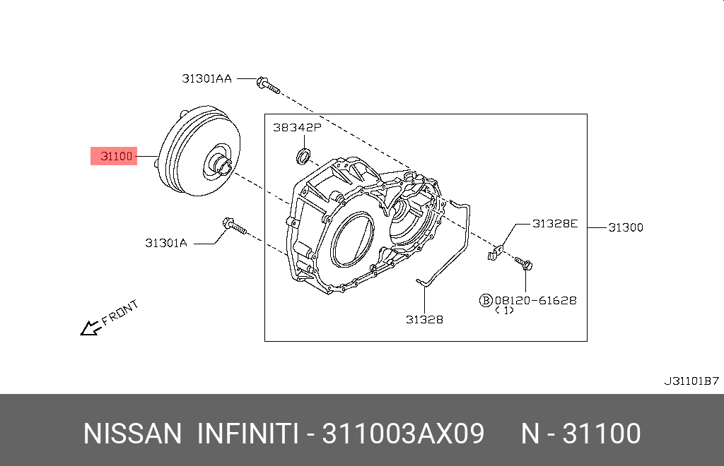 311003AX09 NISSAN ГИДРОТРАНСФОРМАТОР АКПП