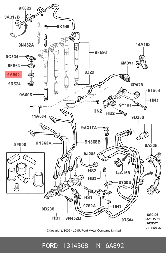 1314368 FORD Держатель топливной форсунки / FORD 1,6 Duratorq-TDCI 04~