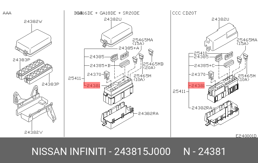 243815J000 NISSAN HOUSING-FUSIBLE LINK HOLDER