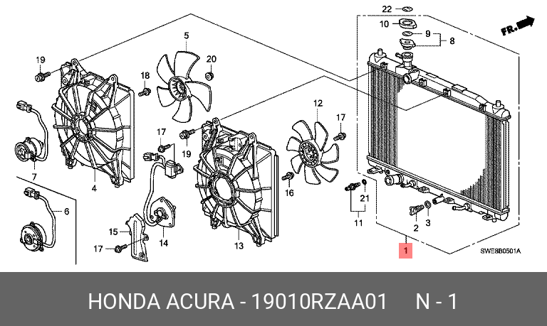 19010RZAA01 HONDA РАДИАТОР