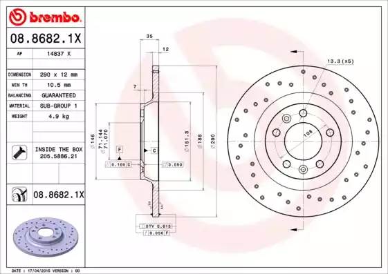 0886821X BREMBO Тормозной диск