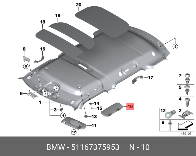 51167375953 BMW Боковой солнцезащитный козырек Л