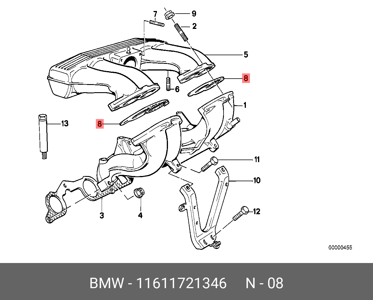 11611721346 BMW Уплотнительная прокладка безасбестовая