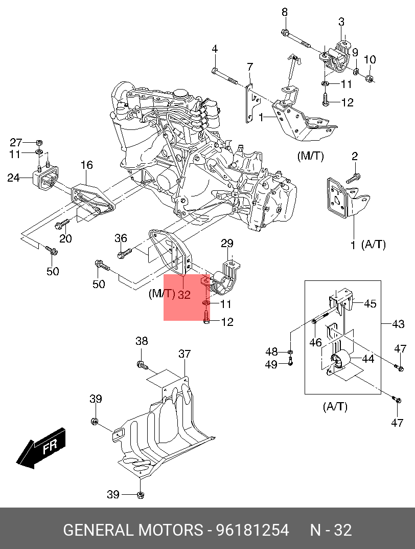 96181254 GENERAL MOTORS Кронштейн опоры двигателя