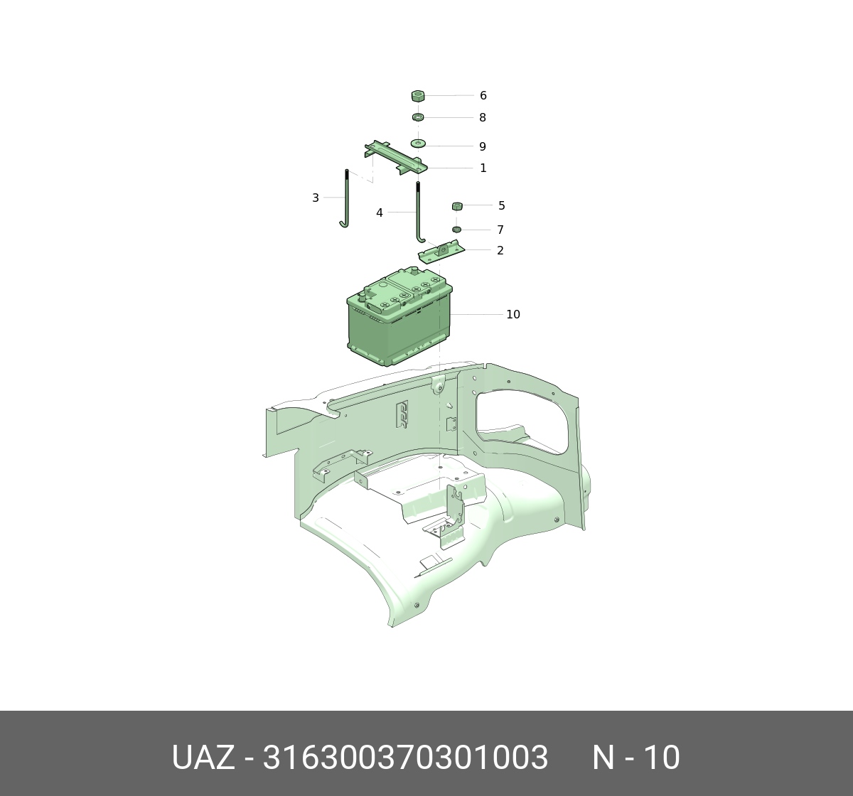 316300370301003 UAZ БАТАРЕЯ АККУМУЛЯТОРНАЯ 6СТ-75VL REACTOR