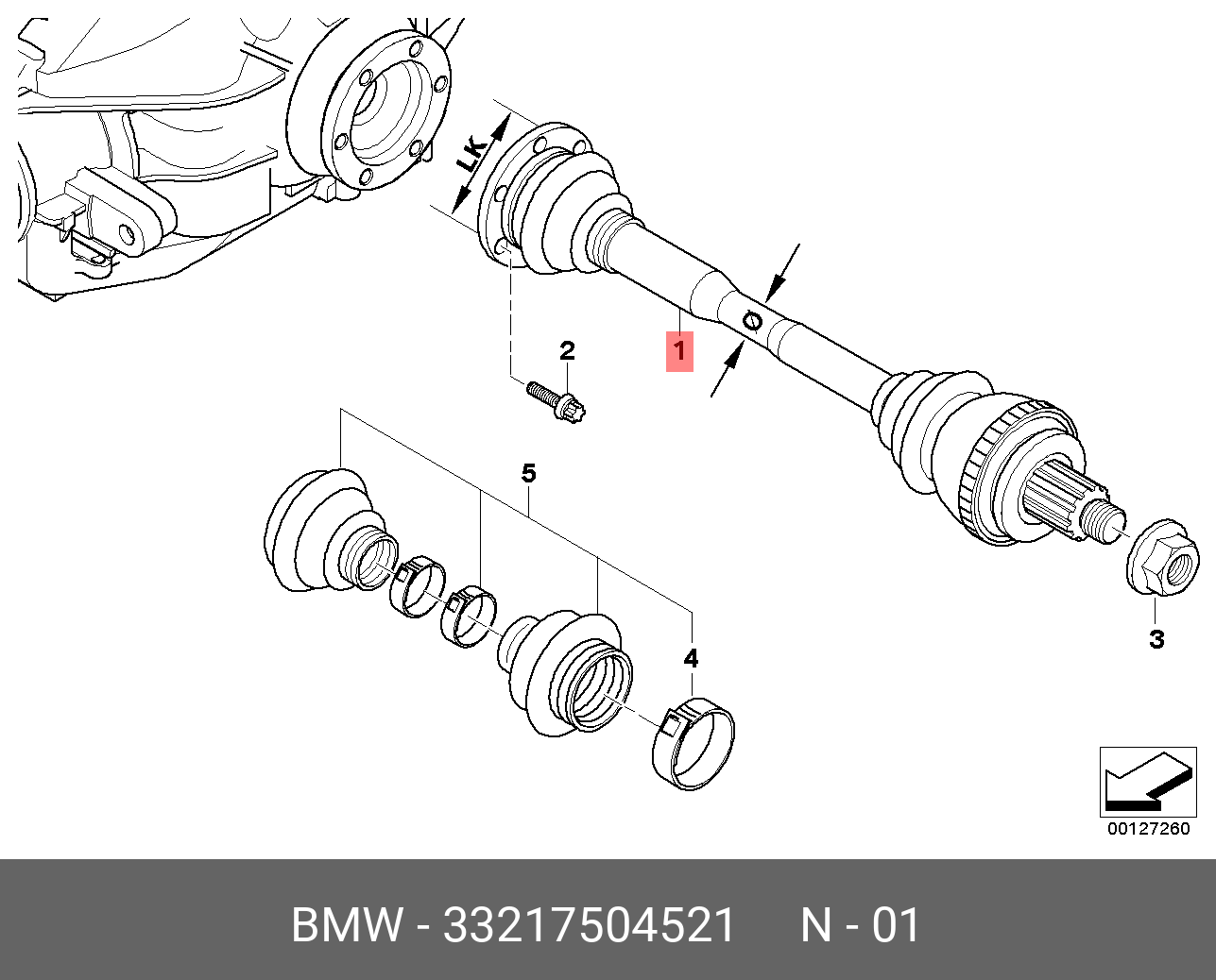33217504521 BMW Оборотный приводной вал колеса Л
